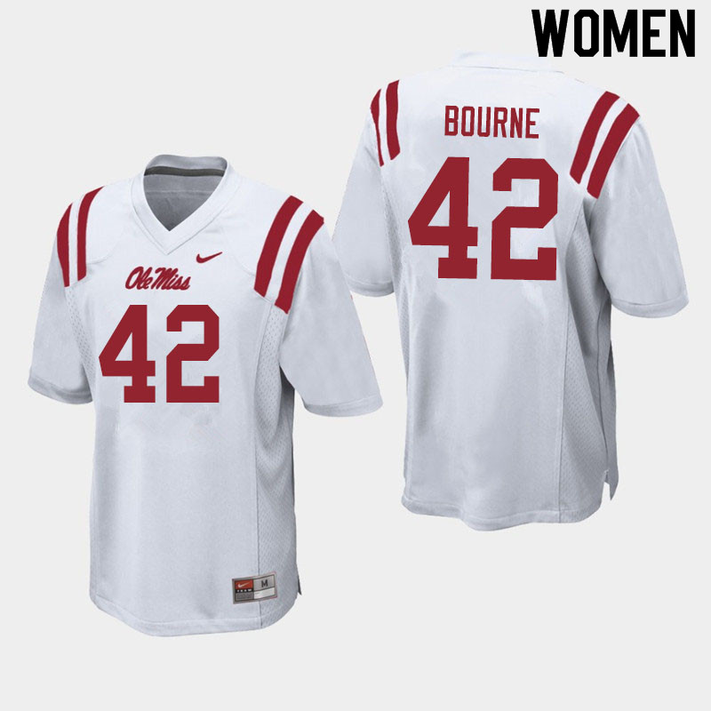 Women #42 Truett Bourne Ole Miss Rebels College Football Jerseys Sale-White - Click Image to Close